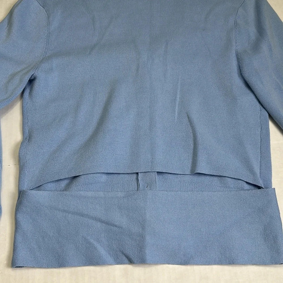Cabi Blue Long Sleeve Cardigan Medium Button Cut-Out Back Sweater Preppy Work - Picture 6 of 10